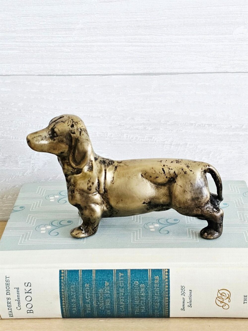 Vintage Heavy Solid Brass Dachshund Wiener Dog Doxie Figurine - Picture 3 of 9